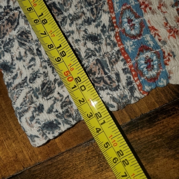 143 Story Patchwork Peasant Top, Elastic Waist, Long Sleeve, S - Picture 11 of 11